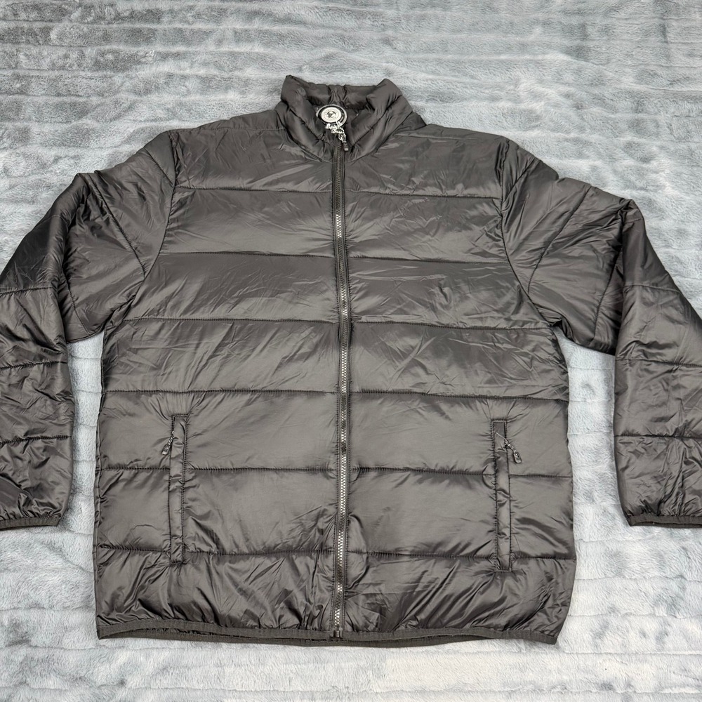 Swiss Tech Mens Puffer Jacket Black Full Zip Quilted Coat XL SW31100027799
